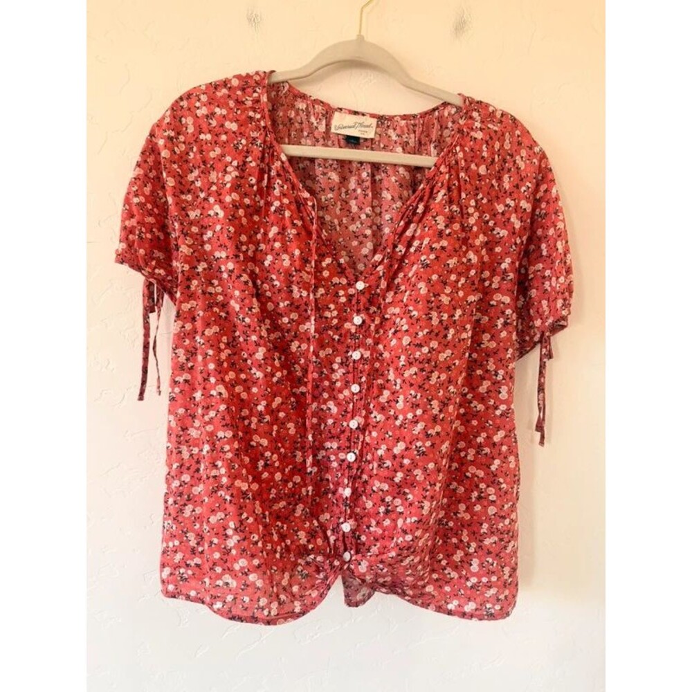 Universal Thread Button Floral Blouse Size L